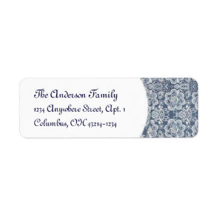 Elegant Blue Floral Design Address Label Return Address Label