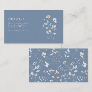 Elegant Blue Floral Detail Enclosure Card