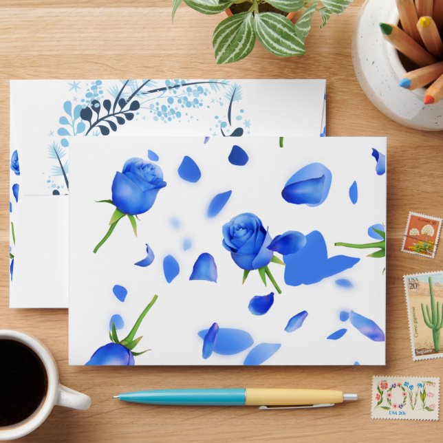 Elegant blue floral envelope  (Desk)