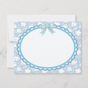 Elegant Blue Floral Frame with Ribbon Bow Card