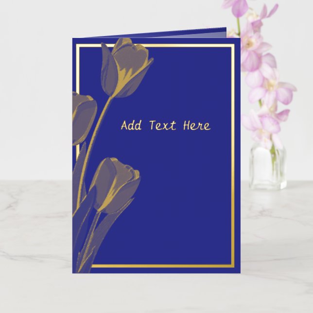 Elegant Blue Floral Gold Foil Card (Orchid)