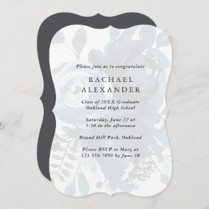 Elegant Blue Floral Graduation Party Invitation