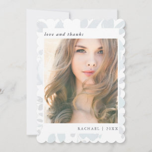 Elegant Blue Floral Graduation Photo Thank You Card