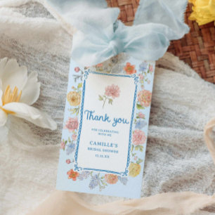 Elegant Blue Floral hand drawn Bridal Shower Gift Tags