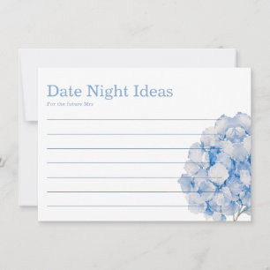 Elegant Blue Floral Hydrangea Date Night Ideas Card