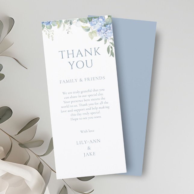 Elegant Blue Floral Hydrangea Wedding Thank You (Creator Uploaded)