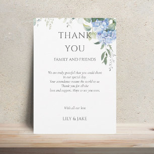 Elegant Blue Floral Hydrangea Wedding Thank You