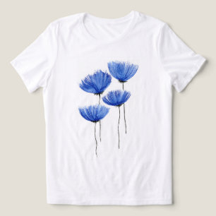 Elegant Blue Floral Illustration - Soft Aesthetic  Tri-Blend Shirt