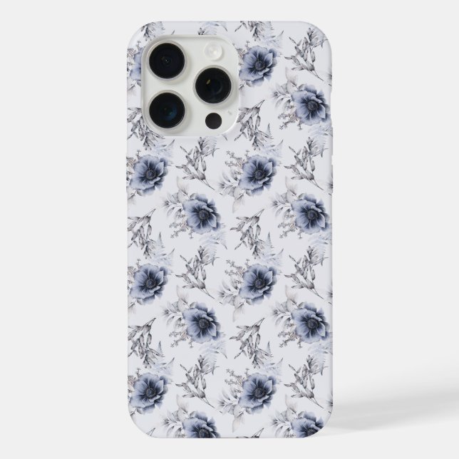 Elegant Blue Floral  iPhone Case (Back)