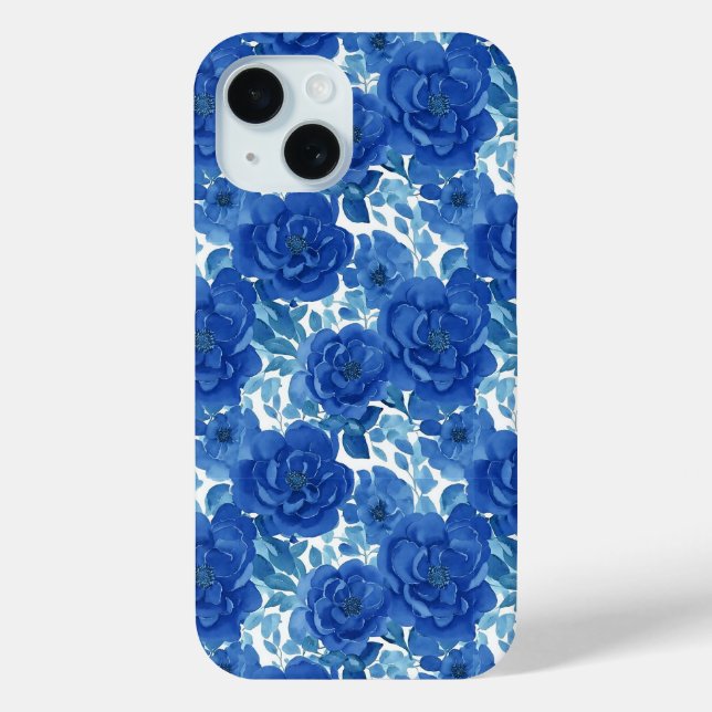 Elegant Blue Floral iPhone Case (Back)