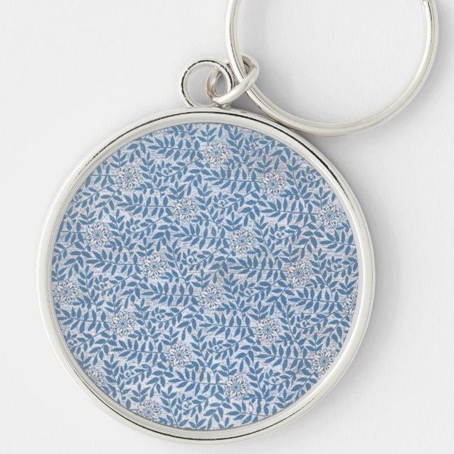 ELEGANT BLUE FLORAL KEY RING (Front)