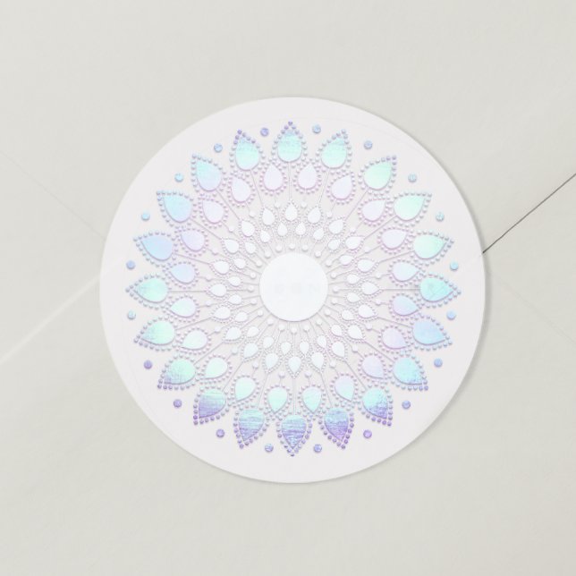 Elegant Blue Floral  Lotus Mandala Classic Round Sticker (Creator Uploaded)