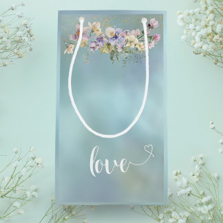 Elegant Blue Floral Love Gift Bag