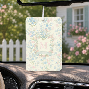 Elegant Blue Floral Monogram Air Freshener
