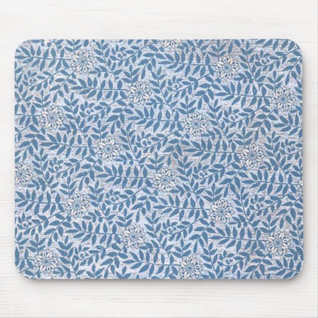 ELEGANT BLUE FLORAL MOUSE PAD (Front)