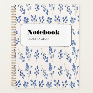 Elegant Blue Floral Notebook Planner