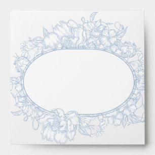 Elegant Blue Floral Open House Wedding Reception I Envelope