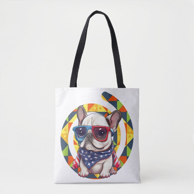 Elegant Blue Floral Pattern Ceramic Tote Bag (Front)