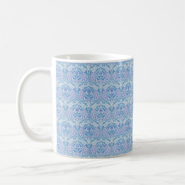 Elegant Blue Floral Pattern Coffee Mug (Left)