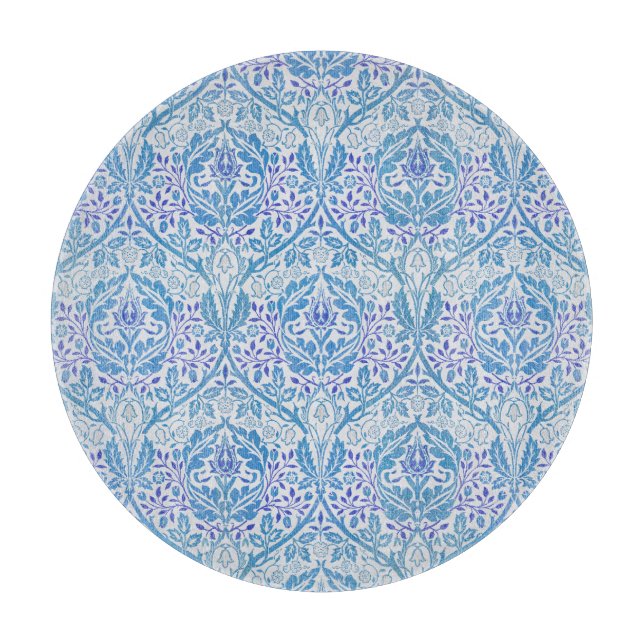 Elegant Blue Floral Pattern Cutting Board (Front)