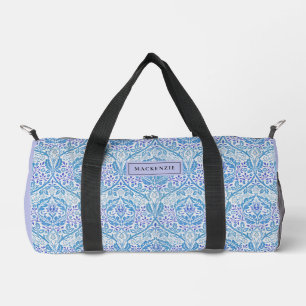 Elegant Blue Floral Pattern Duffle Bag