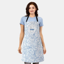 Elegant Blue Floral Pattern Monogrammed Nana