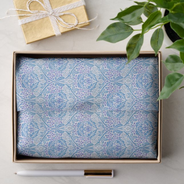 Elegant Blue Floral Pattern Tissue Paper (Gift)