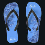 Elegant Blue Floral Pattern Wedding Bride Thongs<br><div class="desc">Featuring line illustration of floral pattern on the blue background, these elegant flip flops are a pretty something blue idea for your wedding. They will add a stylish dose of glam to your wedding day, bachelorette party, or other celebration. ♥Customise it with your wording by using the template fields. ♥ If you want...</div>
