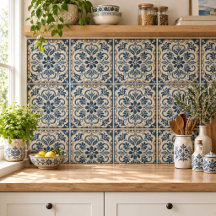 Elegant Blue Floral - Portuguese Azuljo Design