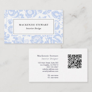 Elegant Blue Floral Professional Business Card