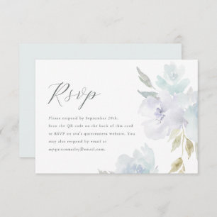 Elegant Blue Floral Quinceanera QR Code RSVP