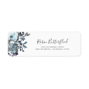 Elegant Blue Floral Return Address Label