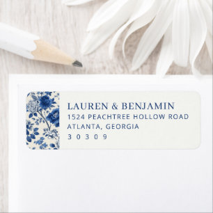 Elegant Blue Floral Return Address Label