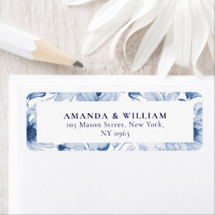 Elegant Blue Floral Return Address Label