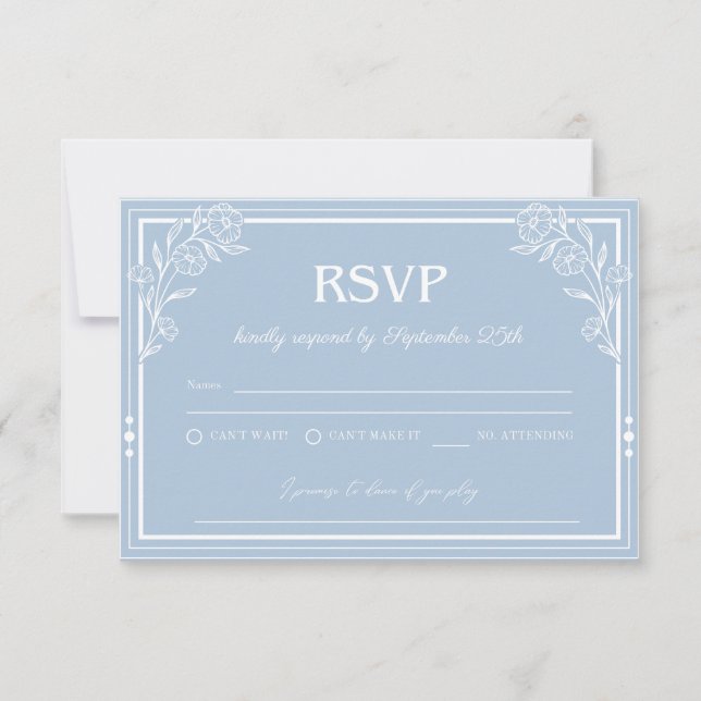 Elegant Blue Floral RSVP Card  (Front)
