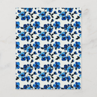 Elegant Blue Floral Scrapbook & Junk Journal Paper