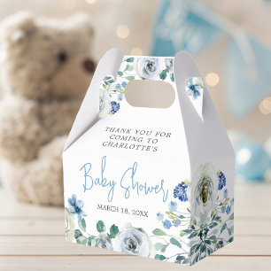 Elegant Blue Floral Spring Baby Boy Shower Favour Box