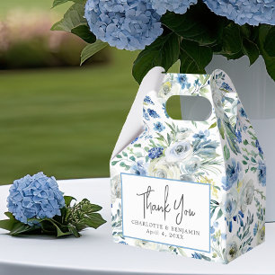 Elegant Blue Floral Spring Garden Custom Wedding Favour Box