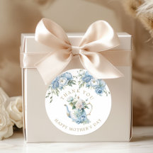 Elegant Blue Floral Tea Party Thank You
