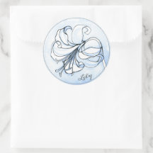 Elegant Blue Floral Template with Name • Lily Art