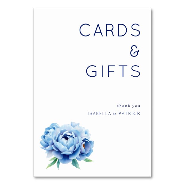 Elegant Blue Floral Thank You Cards (Front)