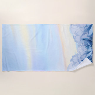 Elegant Blue Floral Watercolor  Beach Towel