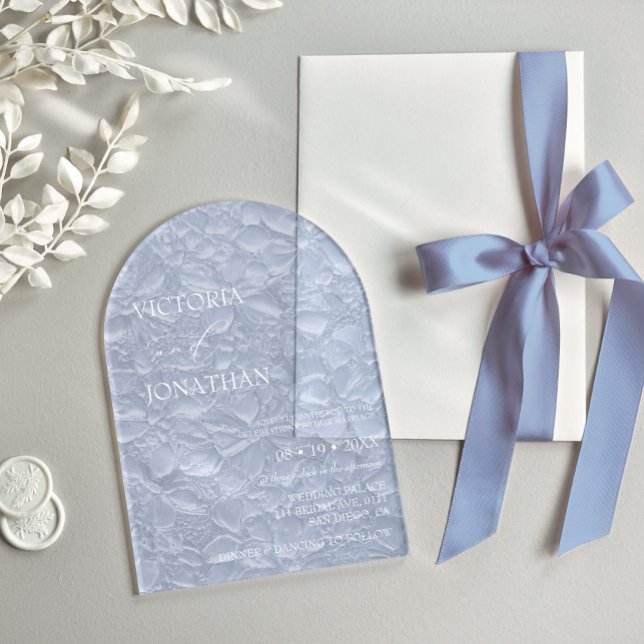 Elegant Blue Floral Wedding  Acrylic Invitations (Creator Uploaded)