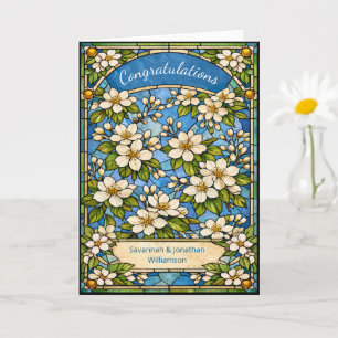 Elegant Blue Floral Wedding Congratulations Card