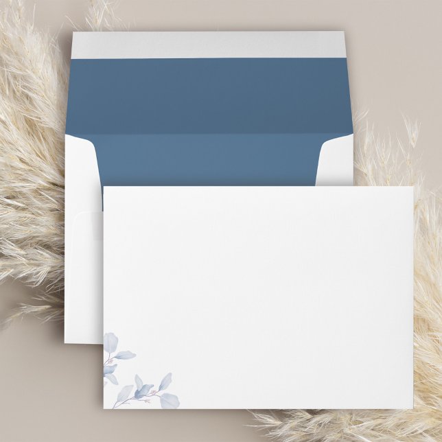 Elegant Blue Floral Wedding Custom Envelope (Elegant watercolor blue floral envelopes. )