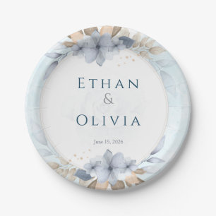 Elegant Blue Floral Wedding Decorative Plate Per