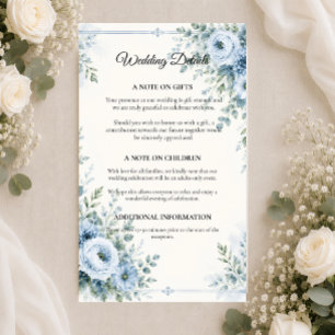 Elegant Blue Floral Wedding Enclosure Card