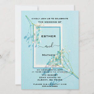 Elegant Blue Floral Wedding Invitation