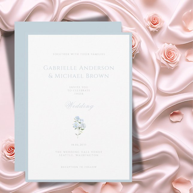 Elegant Blue Floral Wedding Invitation (Creator Uploaded)