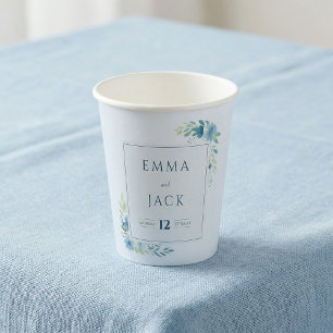 Elegant blue floral wedding paper cups